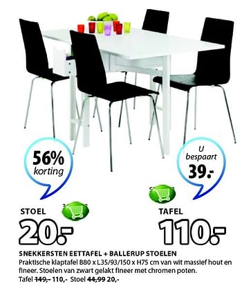 Aanbiedingen Snekkersten eettafel + ballerup stoelen - Huismerk - Jysk - Geldig van 23/02/2015 tot 08/03/2015 bij Jysk