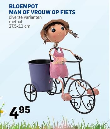 Aanbiedingen Bloempot man of vrouw op fiets - Huismerk - Action - Geldig van 23/02/2015 tot 29/03/2015 bij Action