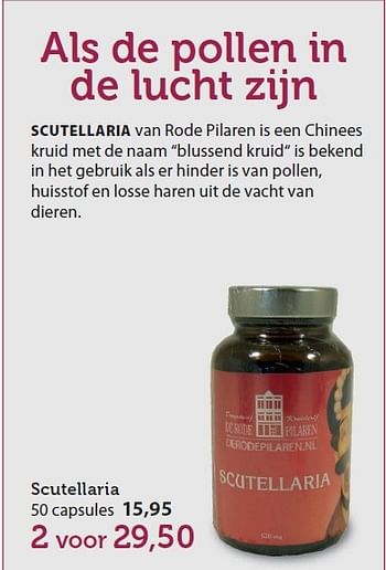 Aanbiedingen Scutellaria van rode pilaren is een chinees - Huismerk - De Rode Pilaren - Geldig van 26/02/2015 tot 31/03/2015 bij De Rode Pilaren