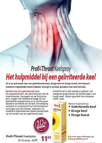 Aanbiedingen Profi4throat keelspray - Bloem - Geldig van 26/02/2015 tot 31/03/2015 bij De Rode Pilaren
