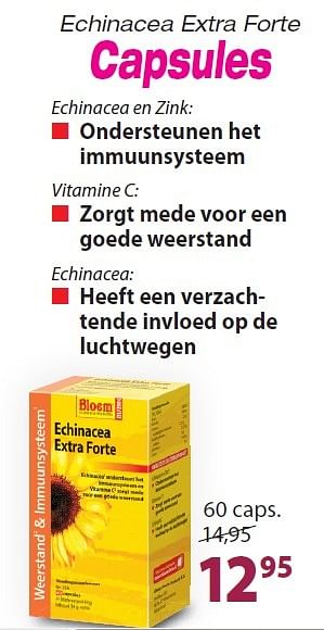 Aanbiedingen Echinacea extra forte capsules - Bloem - Geldig van 26/02/2015 tot 31/03/2015 bij De Rode Pilaren