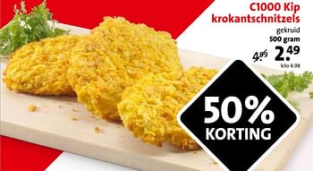 Aanbiedingen C1000 kip krokantschnitzels - Huismerk - C1000 Supermarkten - Geldig van 02/03/2015 tot 03/03/2015 bij C1000