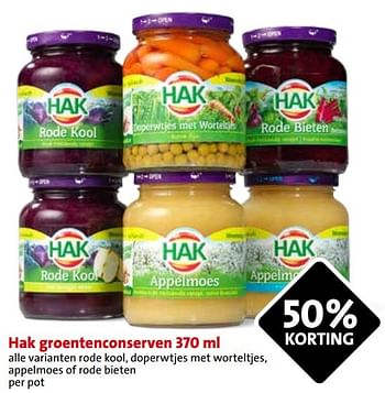 Aanbiedingen Hak groentenconserven - Hak - Geldig van 02/03/2015 tot 03/03/2015 bij C1000
