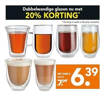 Aanbiedingen Dubbelwandige glazen nu met 20% korting - Huismerk - Blokker - Geldig van 02/03/2015 tot 11/03/2015 bij Blokker