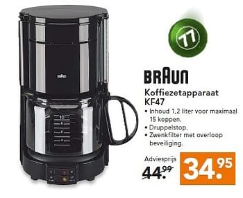 Aanbiedingen Braun koffiezetapparaat kf47 - Braun - Geldig van 02/03/2015 tot 11/03/2015 bij Blokker