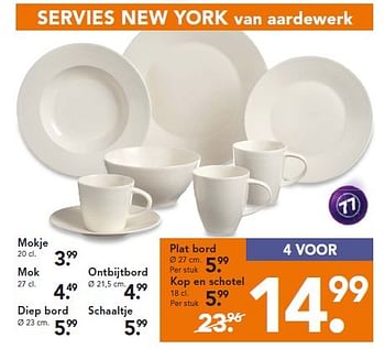 Aanbiedingen Servies new york van aardewerk - Huismerk - Blokker - Geldig van 02/03/2015 tot 11/03/2015 bij Blokker