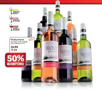 Aanbiedingen Prickly french wit, rosé of rood, frankrijk - Rode wijnen - Geldig van 01/03/2015 tot 07/03/2015 bij Em-té