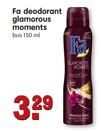 Aanbiedingen Fa deodorant glamorous moments - Fa - Geldig van 01/03/2015 tot 07/03/2015 bij Em-té