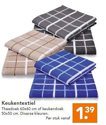 Aanbiedingen Keukentextiel theedoek 60x60 cm of keukendoek - Huismerk - Blokker - Geldig van 02/03/2015 tot 11/03/2015 bij Blokker