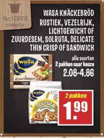 Aanbiedingen Wasa knackebrod rustiek,vezelrijk - Huismerk - MCD Supermarkten - Geldig van 02/03/2015 tot 07/03/2015 bij MCD Supermarkten