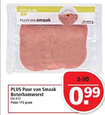 Aanbiedingen Plus puur van smaak boterhamworst - Huismerk - Plus - Geldig van 01/03/2015 tot 07/03/2015 bij Plus