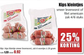 Aanbiedingen Kips kleintjes smeer leverworst of filet americain - Kips - Geldig van 02/03/2015 tot 07/03/2015 bij MCD Supermarkten