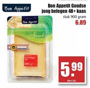 Aanbiedingen Bon appetit goudse jong belegen 48+ kaas - Bon Appetit - Geldig van 02/03/2015 tot 07/03/2015 bij MCD Supermarkten