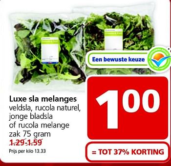 Aanbiedingen Luxe sla melanges veldsla, rucola naturel, jonge bladsla - Huismerk - Jan Linders - Geldig van 02/03/2015 tot 08/03/2015 bij Jan Linders