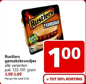 Aanbiedingen Rustlers gemaksbroodjes - Rustlers - Geldig van 02/03/2015 tot 08/03/2015 bij Jan Linders