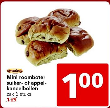 Aanbiedingen Mini roomboter suiker- of appelkaneelbollen - Korengoud - Geldig van 02/03/2015 tot 08/03/2015 bij Jan Linders