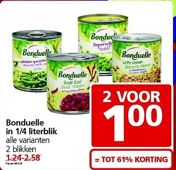 Aanbiedingen Bonduelle in 1-4 literblik - Bonduelle - Geldig van 02/03/2015 tot 08/03/2015 bij Jan Linders