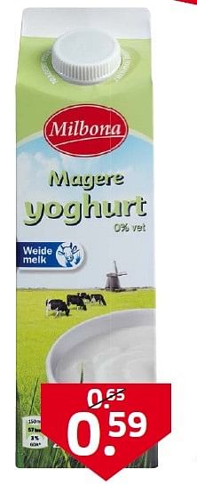 Aanbiedingen Mager yoghurt - Milbona - Geldig van 02/03/2015 tot 08/03/2015 bij Lidl