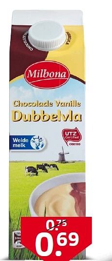 Aanbiedingen Chocolade vanille dubbelvla - Milbona - Geldig van 02/03/2015 tot 08/03/2015 bij Lidl
