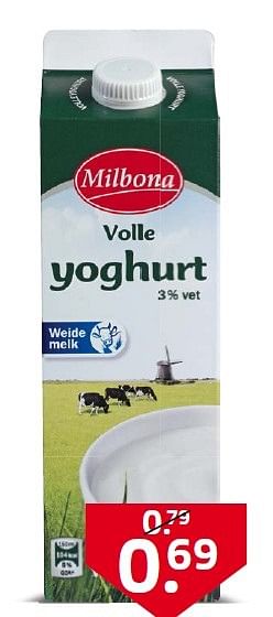 Aanbiedingen Volle yoghurt - Milbona - Geldig van 02/03/2015 tot 08/03/2015 bij Lidl