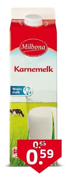 Aanbiedingen Weide melk - Milbona - Geldig van 02/03/2015 tot 08/03/2015 bij Lidl