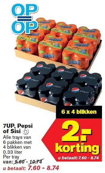 Aanbiedingen 7up, pepsi of sisi  - Pepsi - Geldig van 04/03/2015 tot 10/03/2015 bij Hoogvliet
