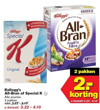 Aanbiedingen Kellogg`s all-bran of special k - Kellogg's - Geldig van 04/03/2015 tot 10/03/2015 bij Hoogvliet