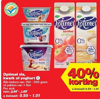 Aanbiedingen Optimel vla, kwark of yoghurt  - Optimel - Geldig van 04/03/2015 tot 10/03/2015 bij Hoogvliet