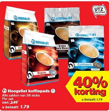 Aanbiedingen Hoogvliet koffie pads  - Huismerk - Hoogvliet - Geldig van 04/03/2015 tot 10/03/2015 bij Hoogvliet