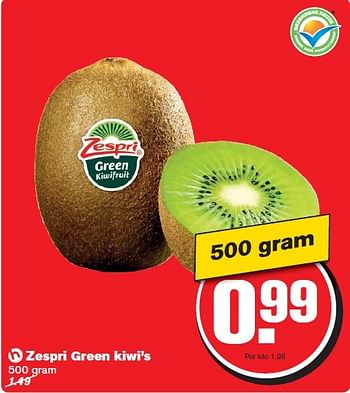 Aanbiedingen Zespri green kiwi`s - Zespri - Geldig van 04/03/2015 tot 10/03/2015 bij Hoogvliet