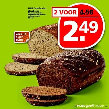 Aanbiedingen Plus korenlanders vloerbrood - Huismerk - Plus - Geldig van 08/03/2015 tot 14/03/2015 bij Plus