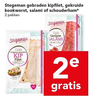 Aanbiedingen Stegeman gebraden kipfilet, gekruide kookworst, salami of schouderham - Stegeman - Geldig van 08/03/2015 tot 14/03/2015 bij Deen Supermarkten