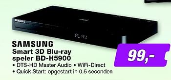Aanbiedingen Samsung smart 3d blu-ray speler bd-h5900 - Samsung - Geldig van 02/03/2015 tot 15/03/2015 bij ElectronicPartner