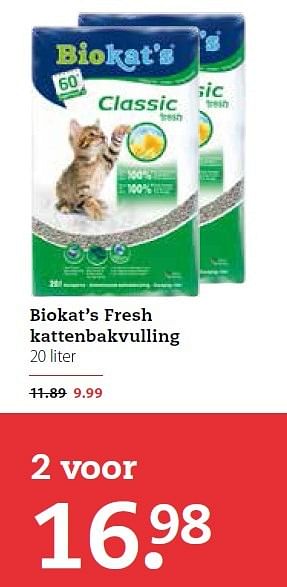 Aanbiedingen Biokat`s fresh kattenbakvulling - Bio kat`s - Geldig van 02/03/2015 tot 15/03/2015 bij Pets Place
