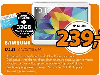 Aanbiedingen Samsung tablet galaxy tab 4 10.1 - Samsung - Geldig van 09/03/2015 tot 15/03/2015 bij Expert