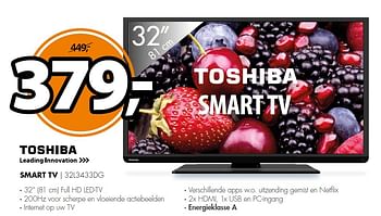 Aanbiedingen Toshiba smart tv 32l3433dg - Toshiba - Geldig van 09/03/2015 tot 15/03/2015 bij Expert