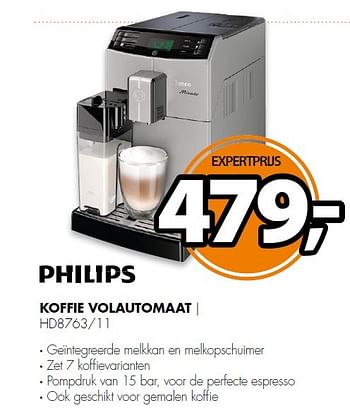 Aanbiedingen Philips koffie volautomaat hd8763-11 - Philips - Geldig van 09/03/2015 tot 15/03/2015 bij Expert