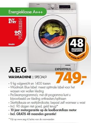 Aanbiedingen Aeg wasmachine special9 - AEG - Geldig van 09/03/2015 tot 15/03/2015 bij Expert