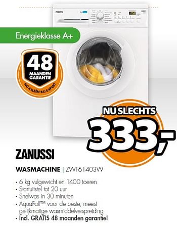 Aanbiedingen Zanussi wasmachine zwf61403w - Zanussi - Geldig van 09/03/2015 tot 15/03/2015 bij Expert