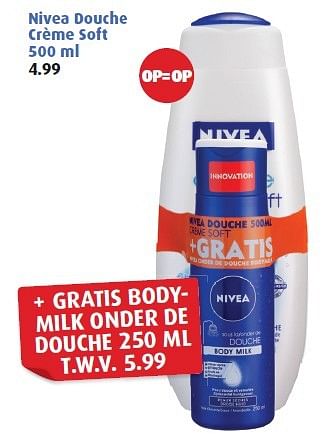 Aanbiedingen Nivea douche crème soft - Nivea - Geldig van 09/03/2015 tot 15/03/2015 bij Uw eigen drogist