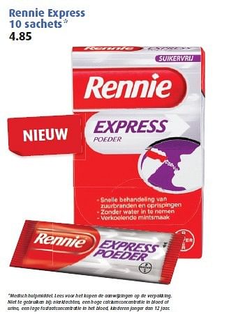 Aanbiedingen Rennie express 10 sachets - Rennie - Geldig van 09/03/2015 tot 15/03/2015 bij Uw eigen drogist
