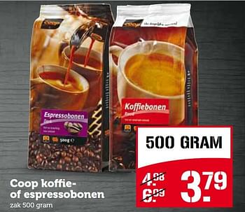 Aanbiedingen Coop koffie- of espressobonen - Huismerk - Coop - Geldig van 09/03/2015 tot 15/03/2015 bij Coop