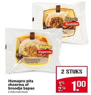 Aanbiedingen Humapro pita shoarma of broodje bapao - Humapro - Geldig van 09/03/2015 tot 15/03/2015 bij Coop