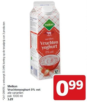 Aanbiedingen Melkan vruchtenyoghurt 0% vet - Melkan - Geldig van 09/03/2015 tot 15/03/2015 bij Jan Linders