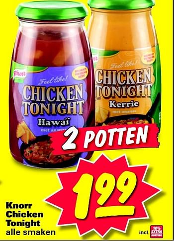 Aanbiedingen Knorr chicken tonight - Knorr - Geldig van 09/03/2015 tot 15/03/2015 bij Nettorama