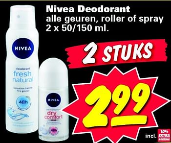 Aanbiedingen Nivea deodorant - Nivea - Geldig van 09/03/2015 tot 15/03/2015 bij Nettorama