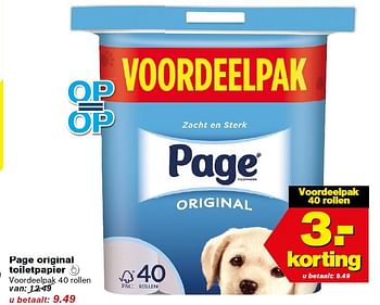 Aanbiedingen Page original toiletpapier - Page - Geldig van 11/03/2015 tot 17/03/2015 bij Hoogvliet