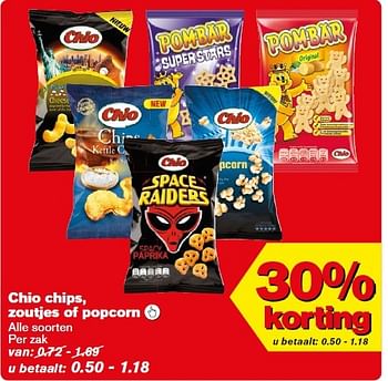 Aanbiedingen Chio chips, zoutjes of popcorn  - Chio - Geldig van 11/03/2015 tot 17/03/2015 bij Hoogvliet