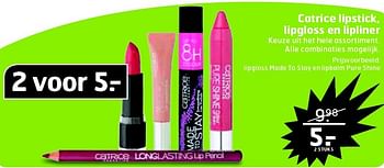 Aanbiedingen Catrice lipstick, lipgloss en lipliner - Catrice - Geldig van 10/03/2015 tot 15/03/2015 bij Trekpleister