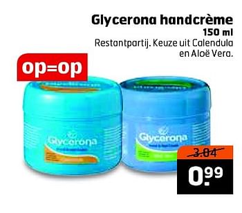 Aanbiedingen Glycerona handcrème - Glycerona - Geldig van 10/03/2015 tot 15/03/2015 bij Trekpleister